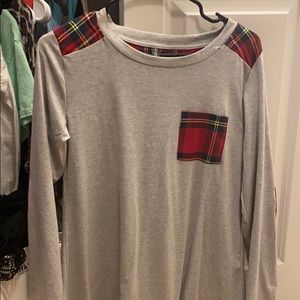 Plaid and gray long sleeve Tunic